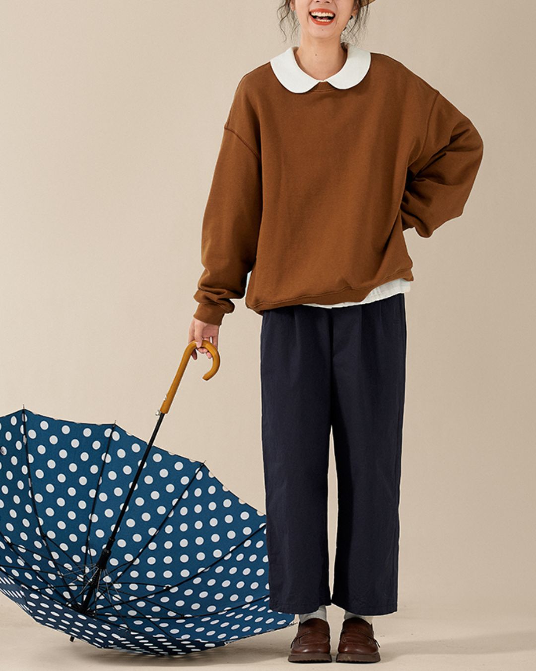 Round-collar Cotton Shirt　LS026