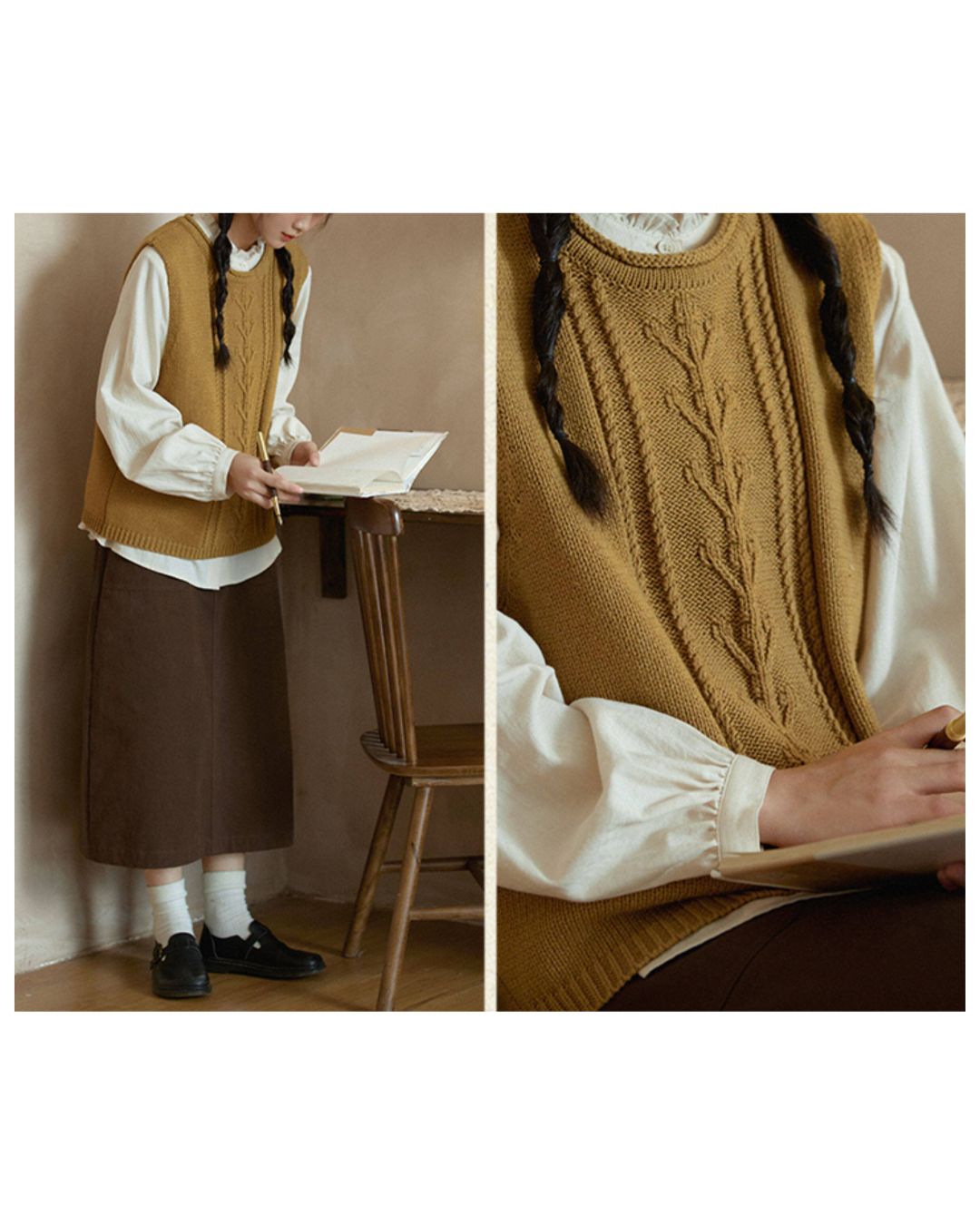 Crew Neck Relaxed Knit Vest　VT023