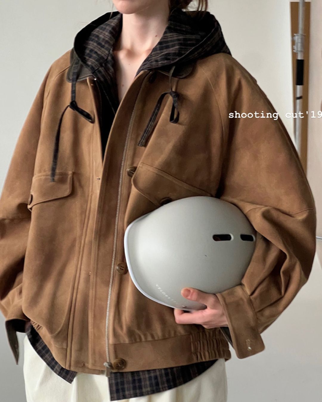 Leather Collar Suede Jacket　JK028