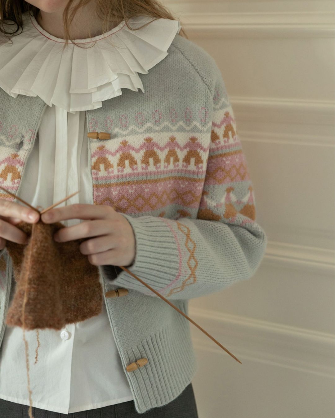 Fair Isle Retro Knit Cardigan　KN039