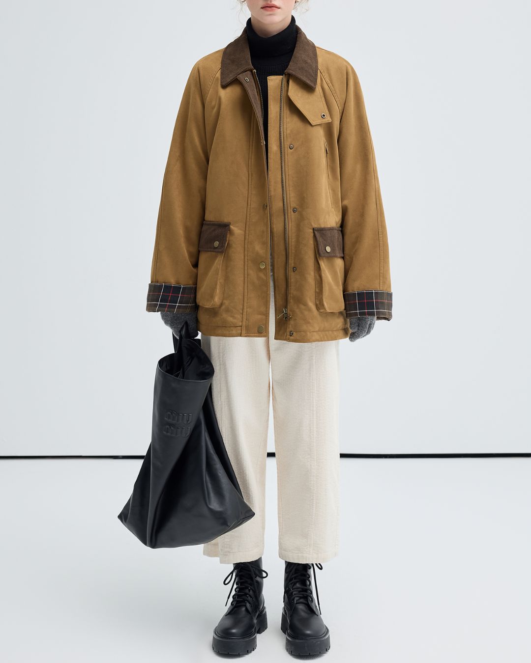 Contrast Color Suede Quilted Jacket　JK075