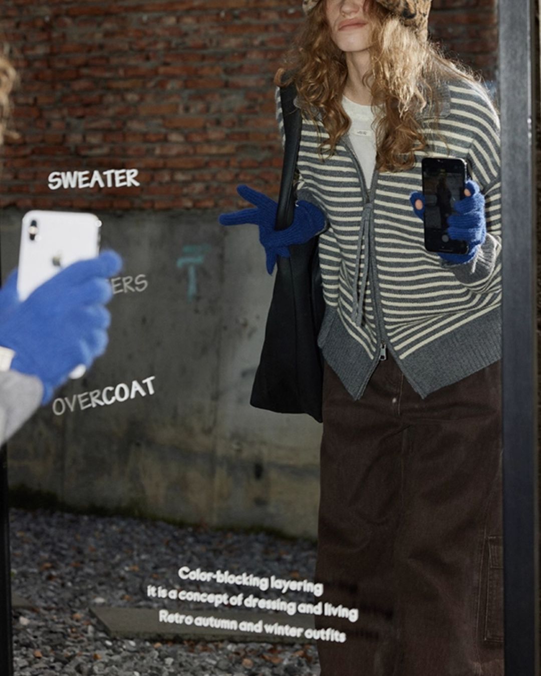 Double-Zip Border Knit Cardigan　KN043