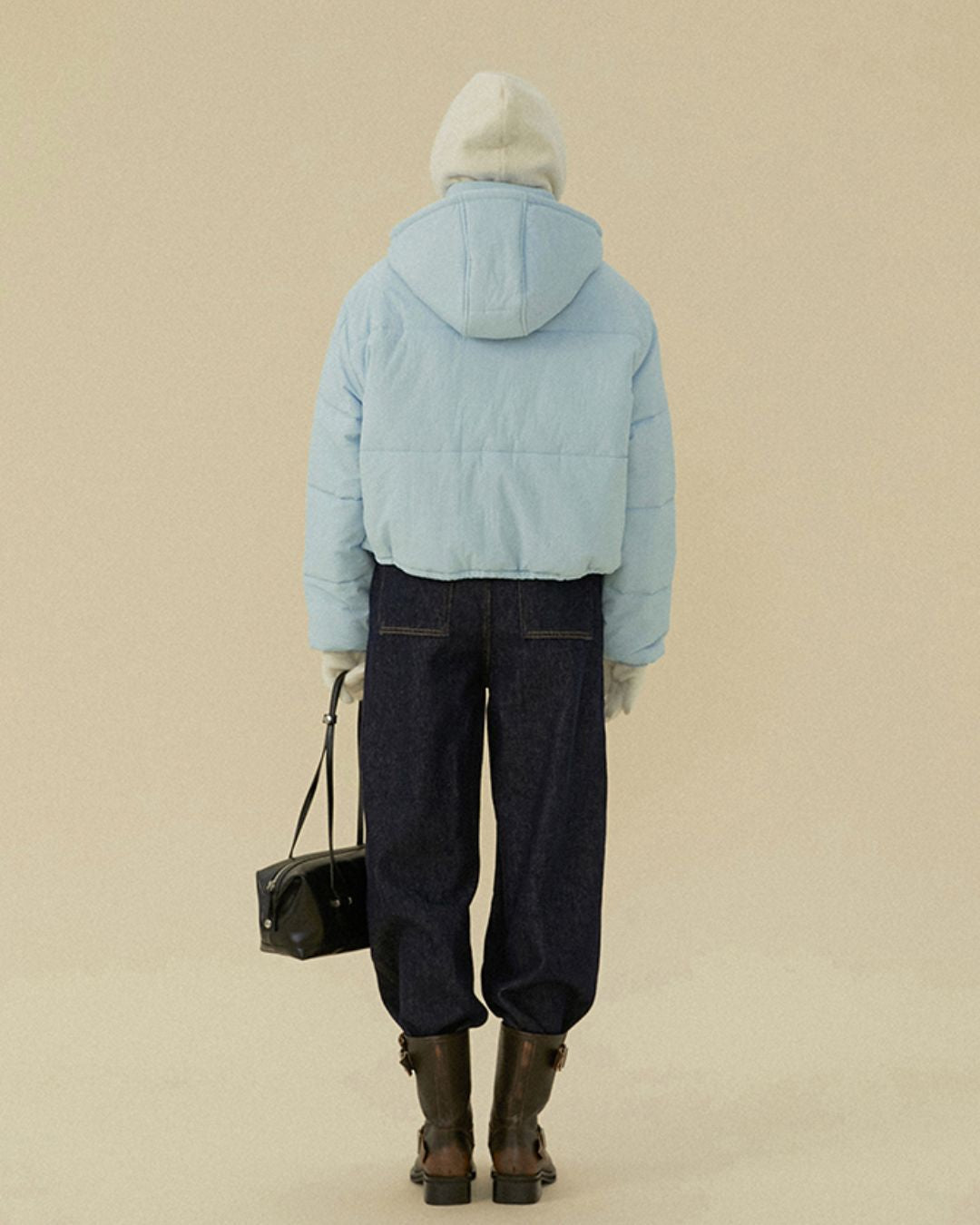 Cropped Padded Hooded Jacket　JK069