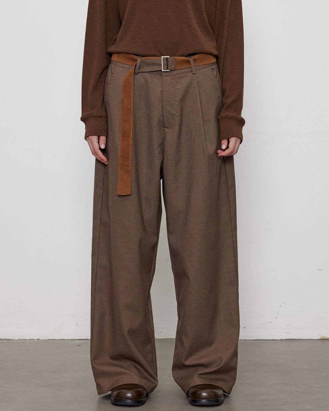 Houndstooth Draped Wide Pants　PT020