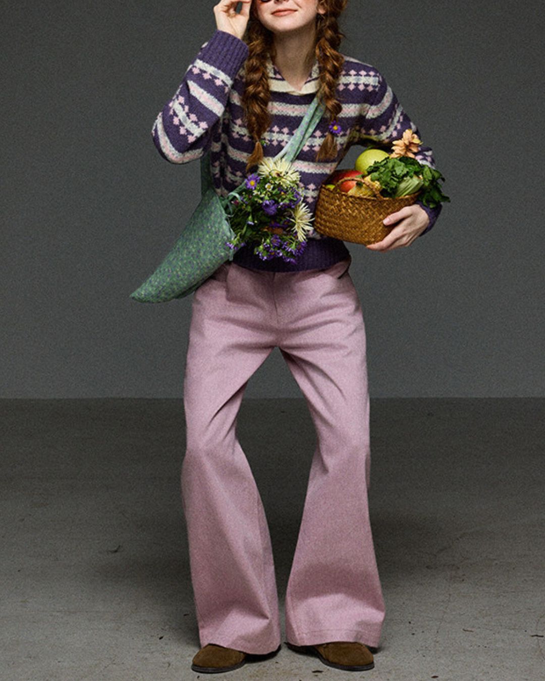 High-waisted Wide Straight Color Pants　PT038