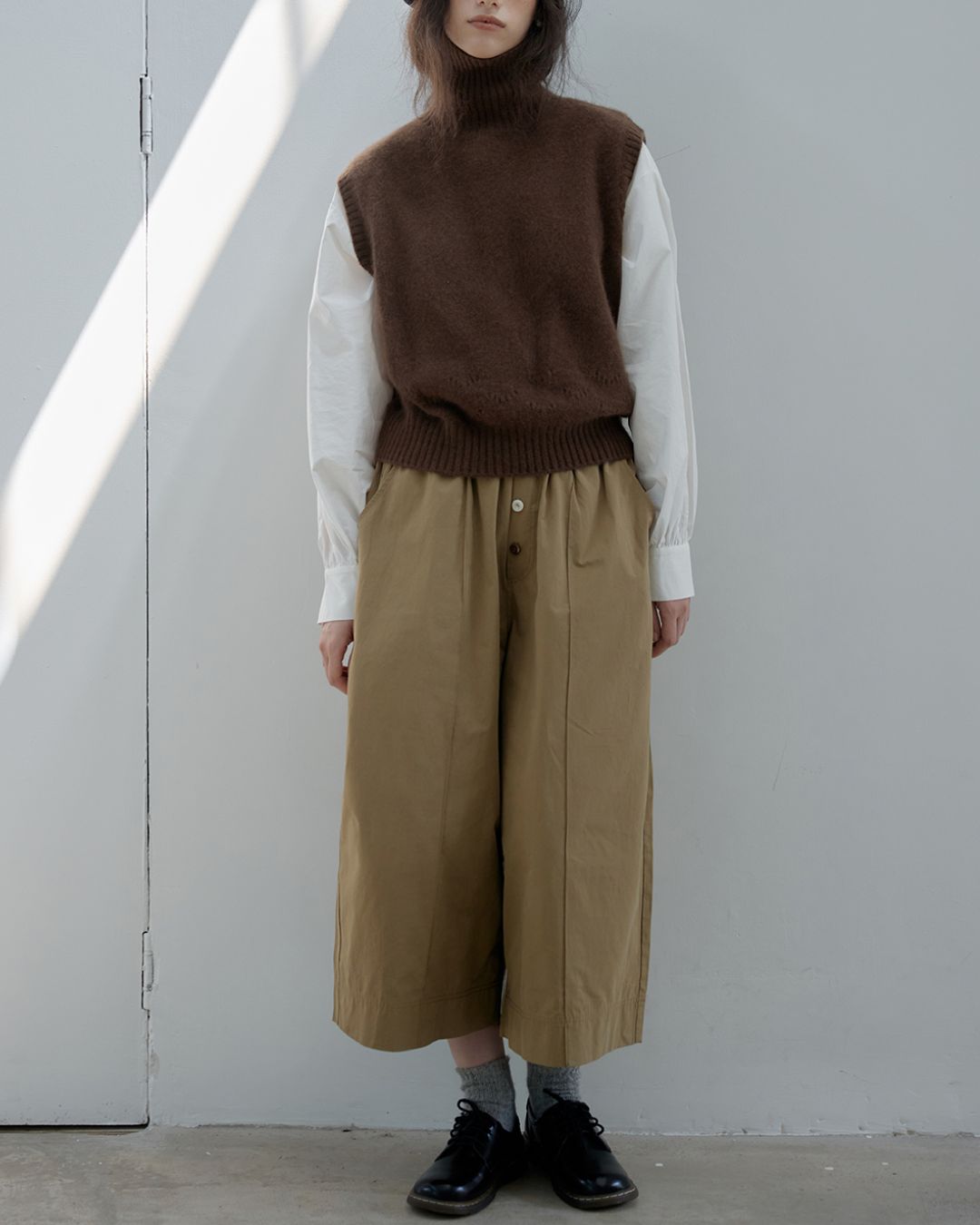 Draped Wide Cropped Pants　PT012