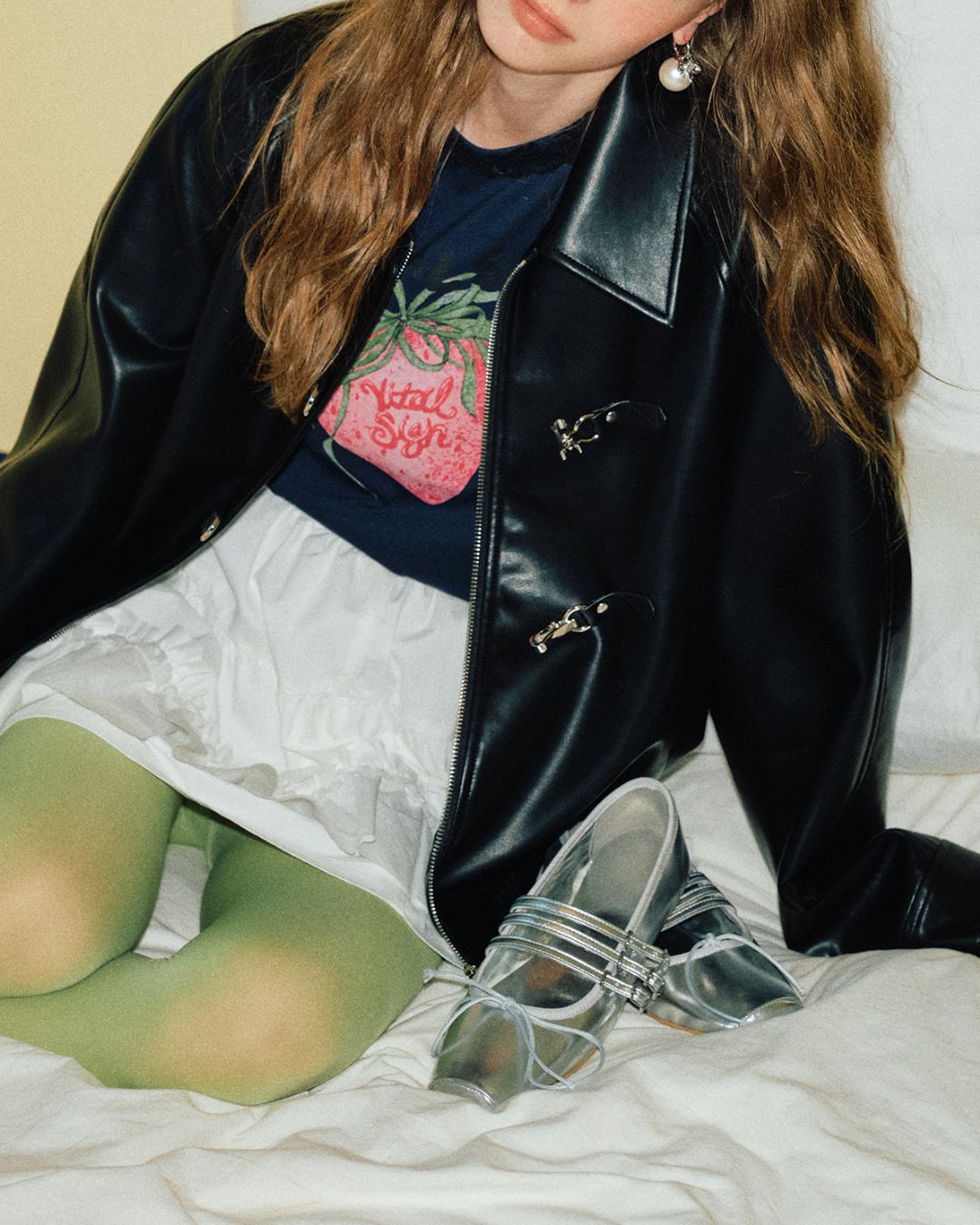 Metal Buckle Leather Jacket　JK038