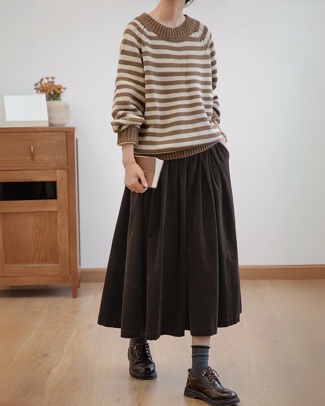 Corduroy Gathered Skirt　SK006