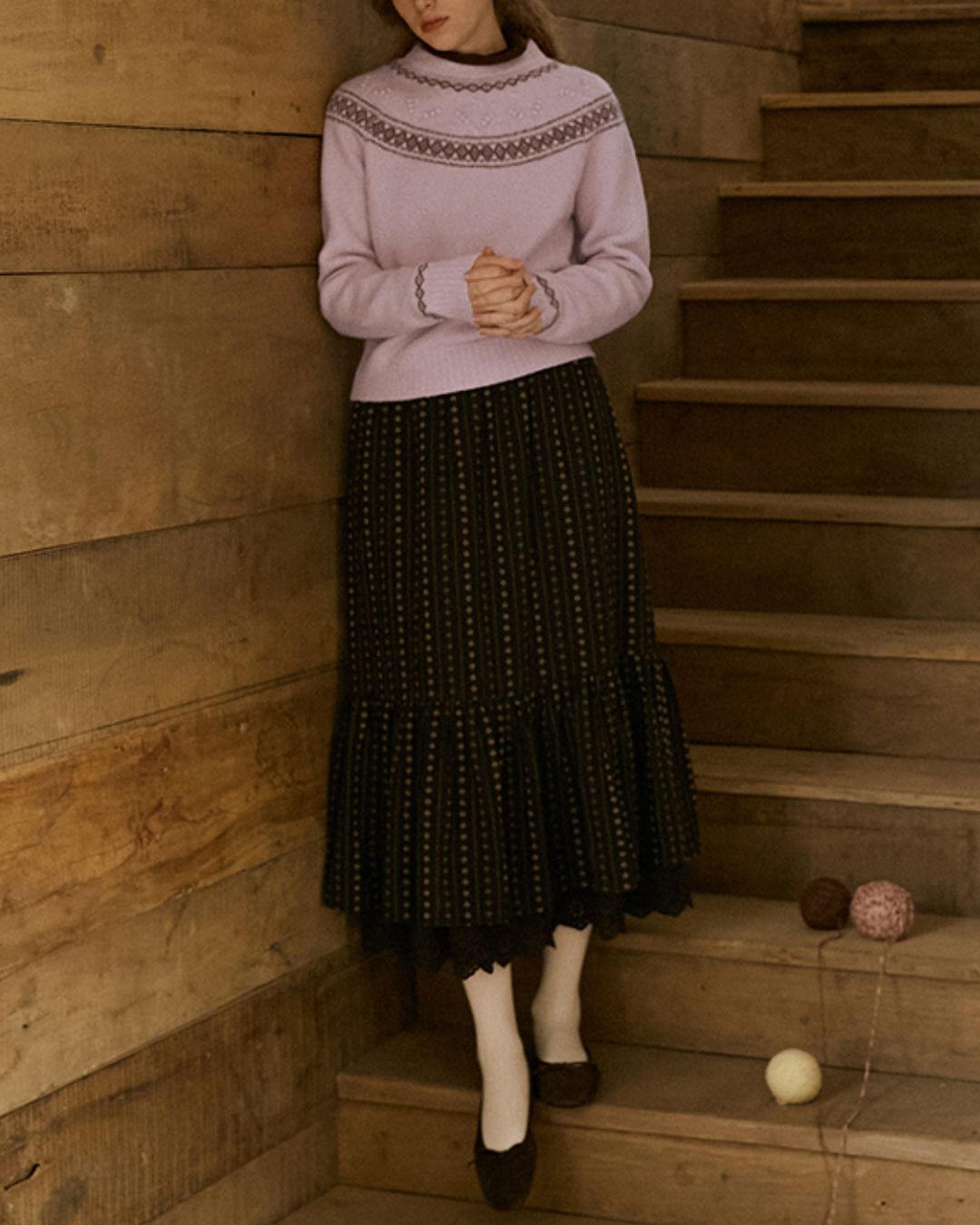 Pom-pom Fair Isle Sweater　KN078