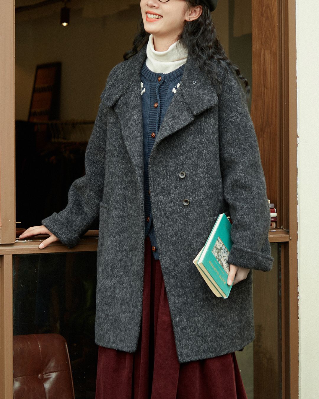 Stand-collar Wool Relaxed Coat　CT021