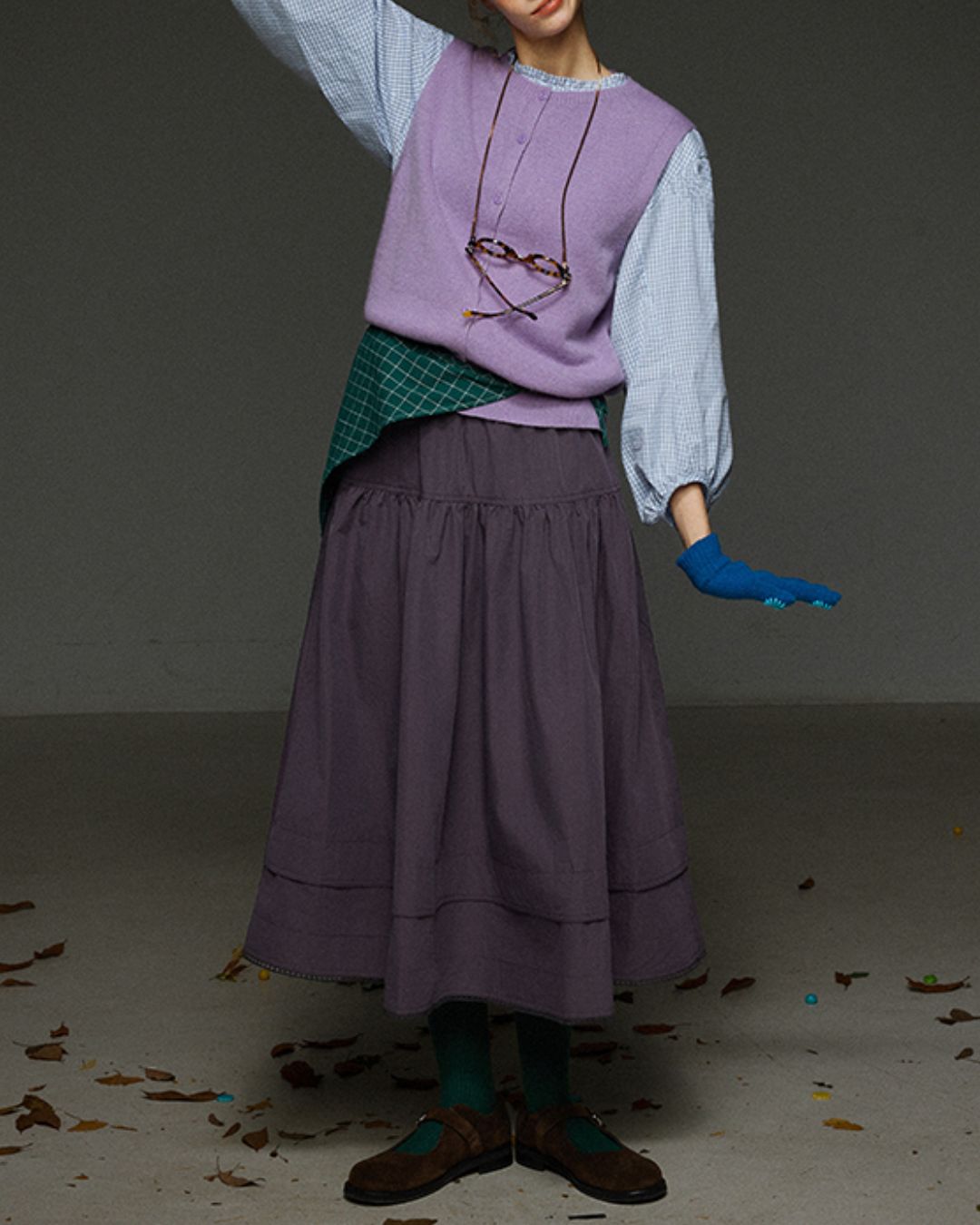 Retro Knit Front Button Vest　KN034