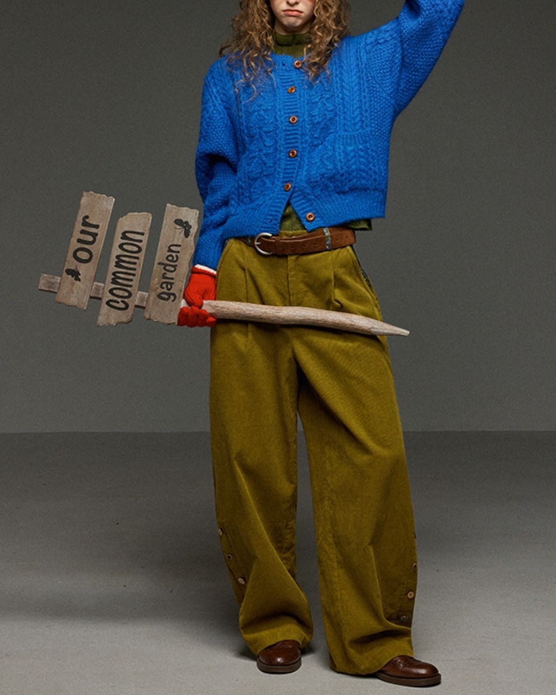 High Neck Cable Slim Fit Knit　KN070