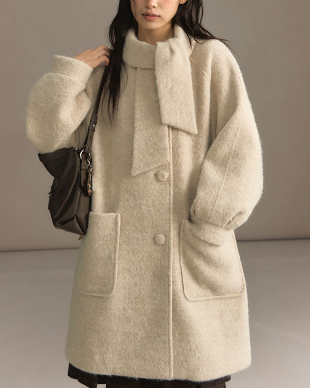 Bowtie Collar A-line Coat　CT023