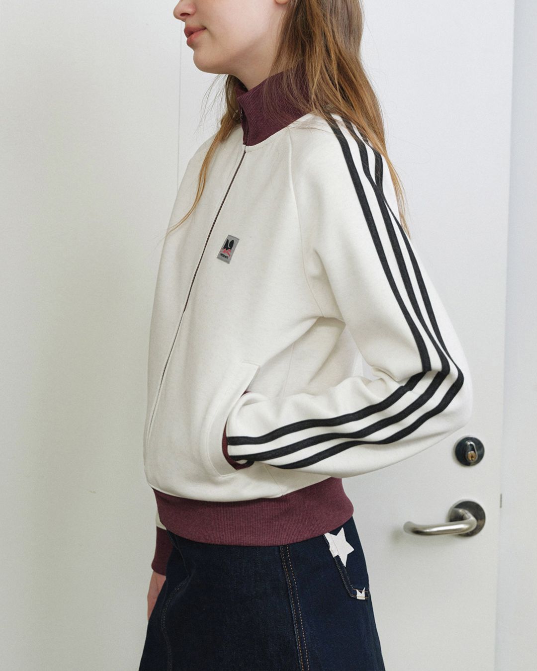Color Block Three-Line Zip Cardigan　KN098