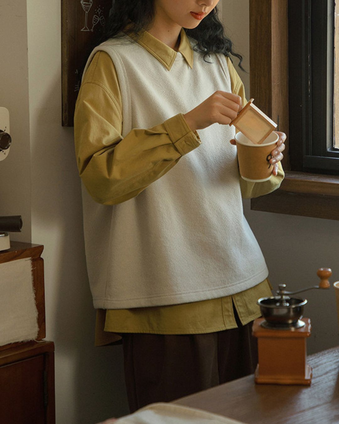 Crew Neck Cotton Knit Vest　VT024