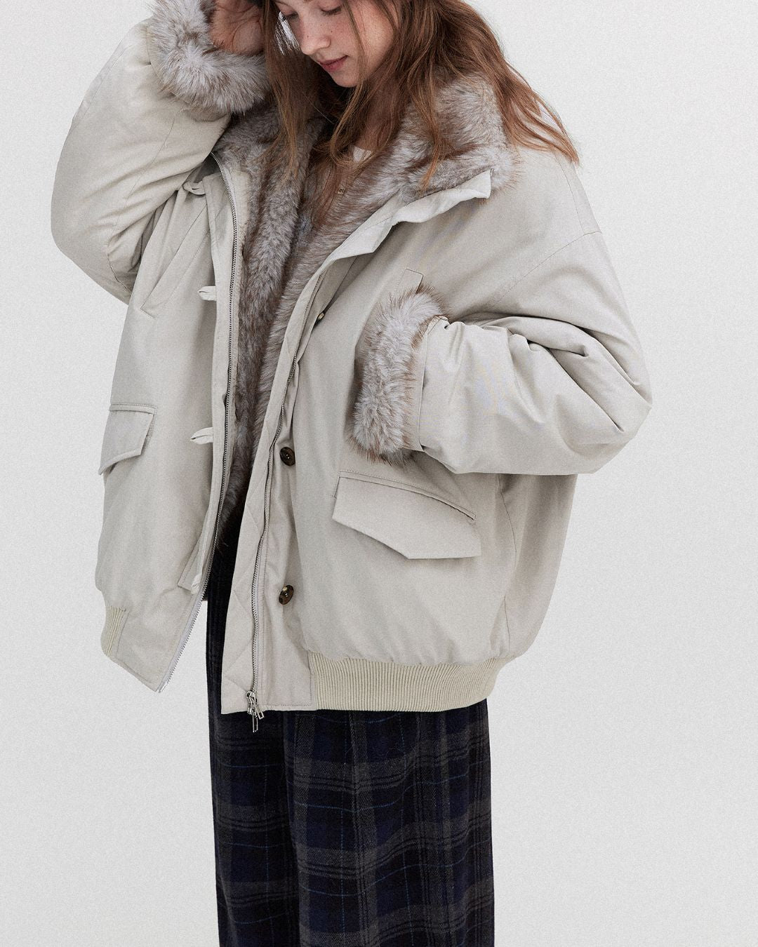 Oversized Fur Work Jacket　JK059