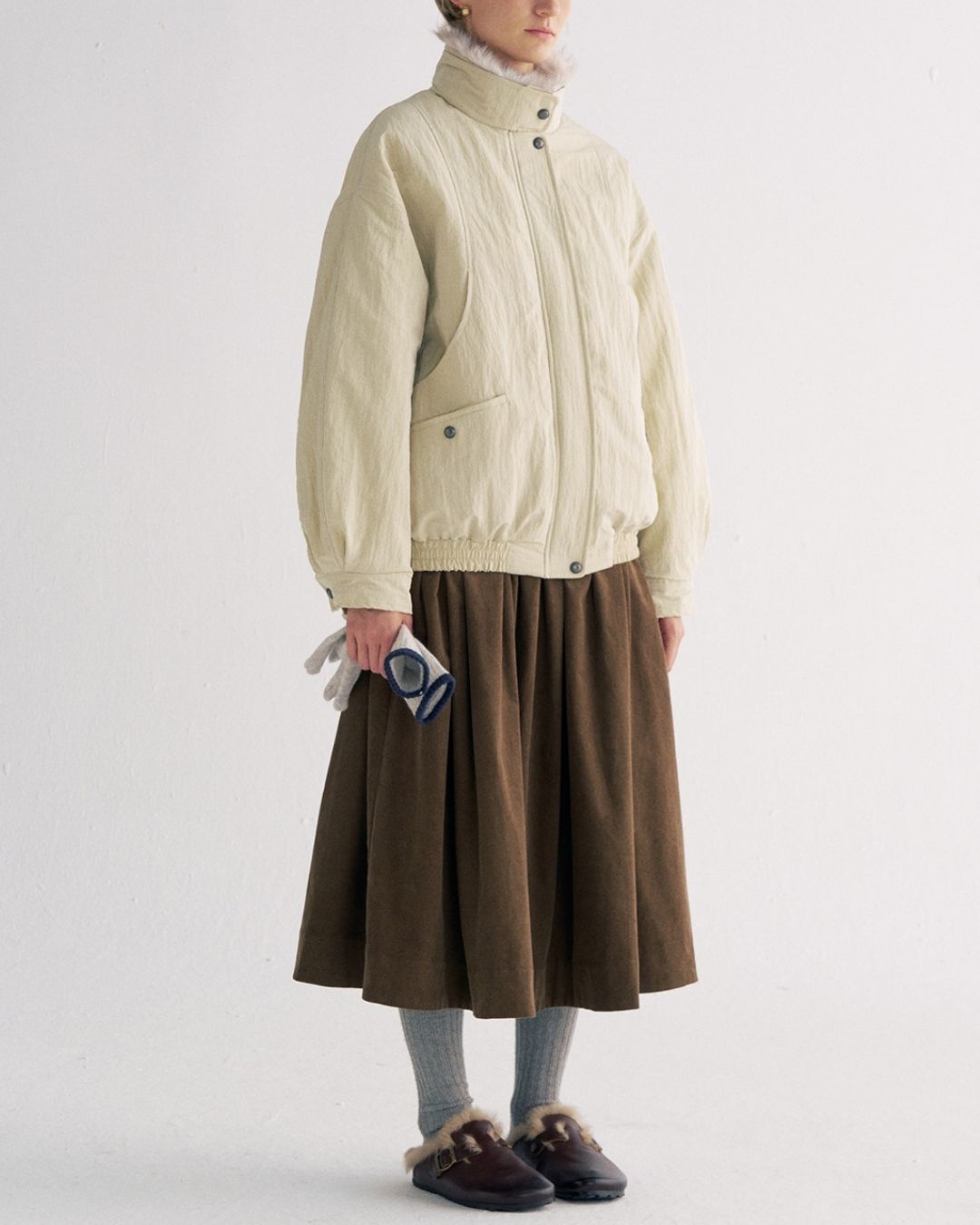 Detachable Fur Collar Quilted Jacket　JK078