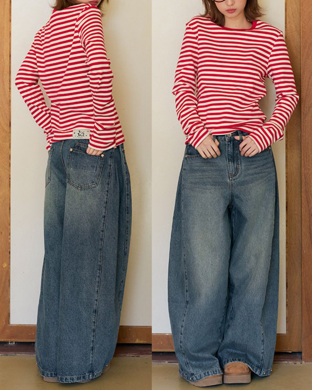 Border Thick Long Sleeve T-Shirt　LT020