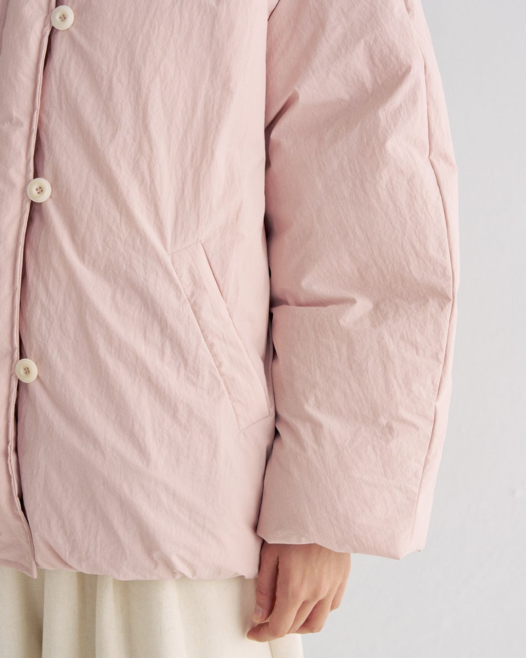 White Duck Down Gathered Jacket　JK079