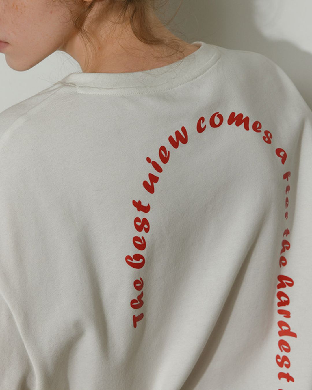 Printed Logo Sleeve Lace Henley Neck T-shirt　LT019