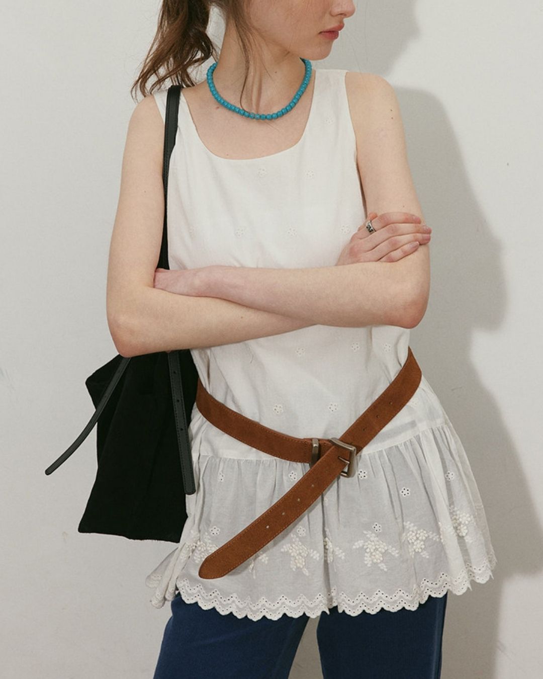 Small Flower Ruffle Sleeveless Shirt　SS001