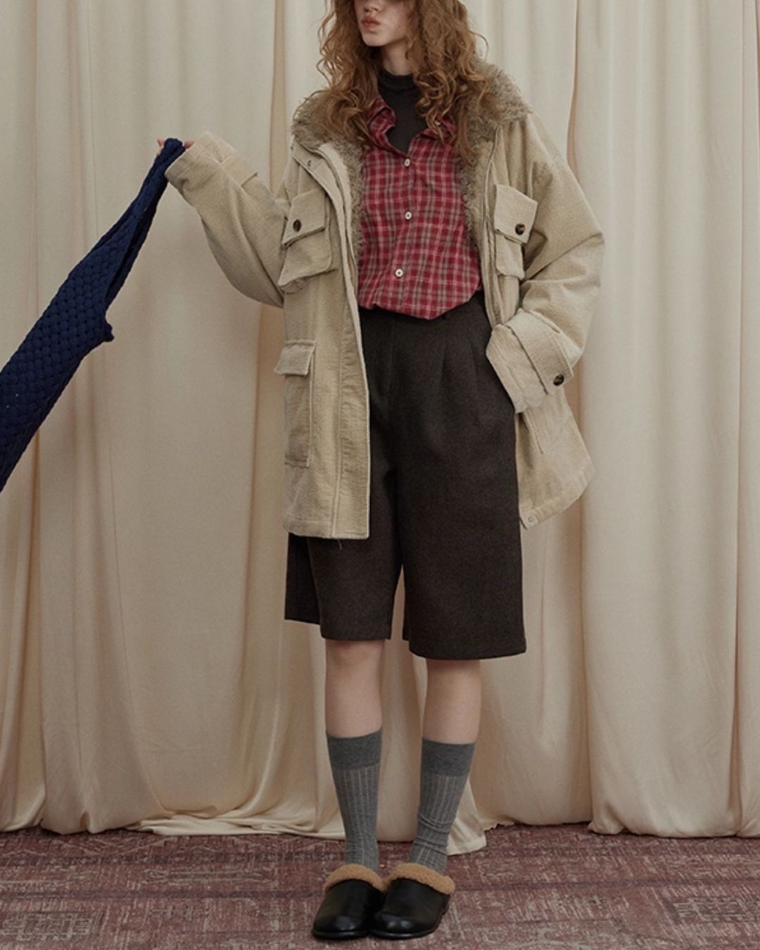 Fur-lined Corduroy Work Jacket　JK045