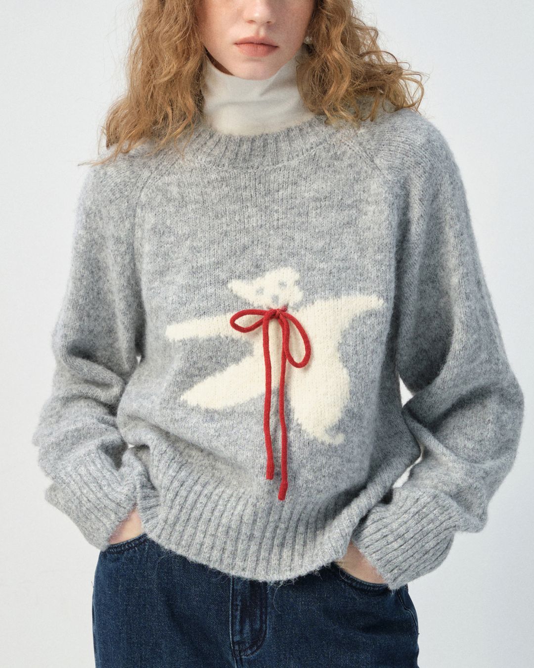 Bow Tie Bear Wool Sweater　KN040