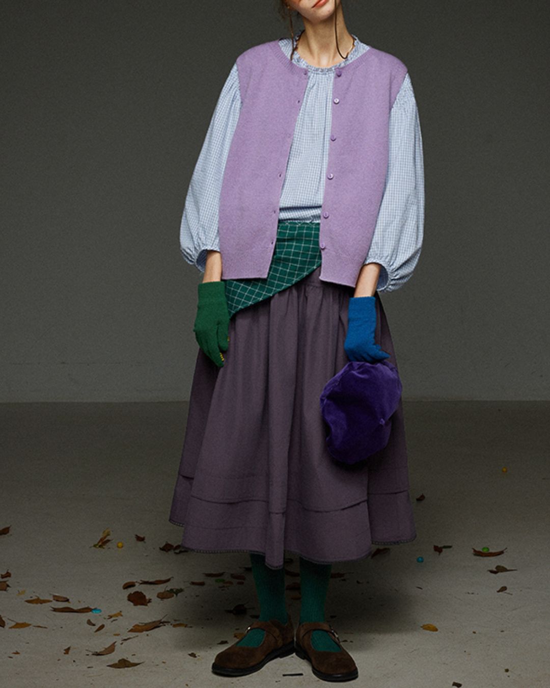 Retro Knit Front Button Vest　KN034