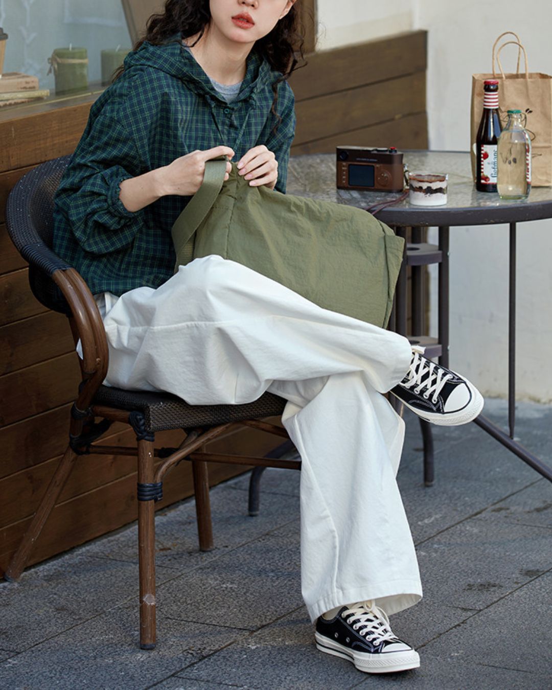 Casual Hooded Checked Shirt　LS053