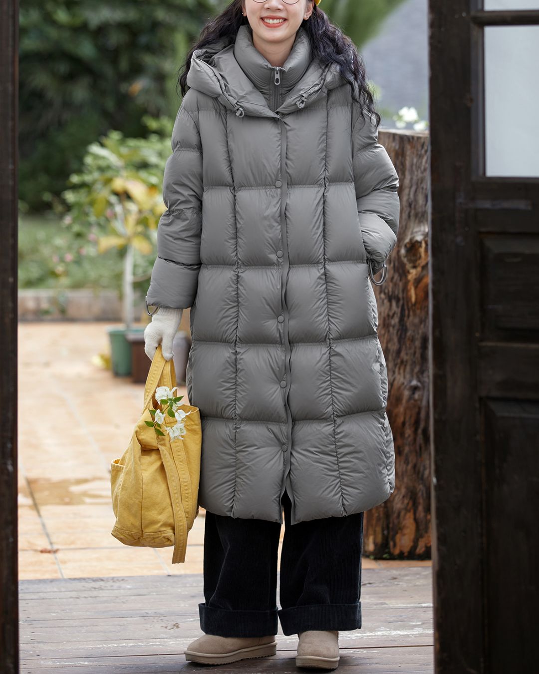 Nylon Hooded Long Down Coat　CT020