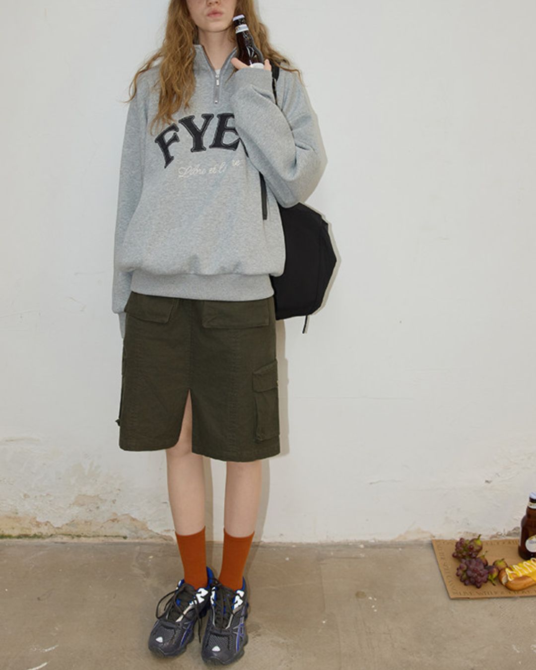 Half-zip Brushed-lined Logo Sweat　SW009