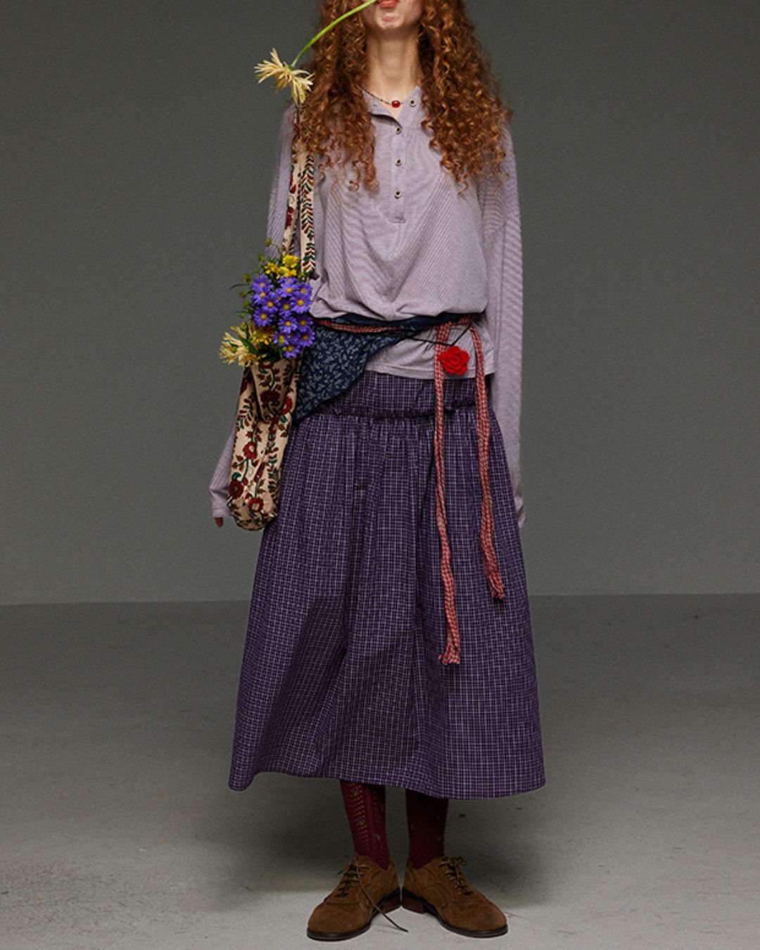 Henley Neck Loose Stripe Knit　KN035