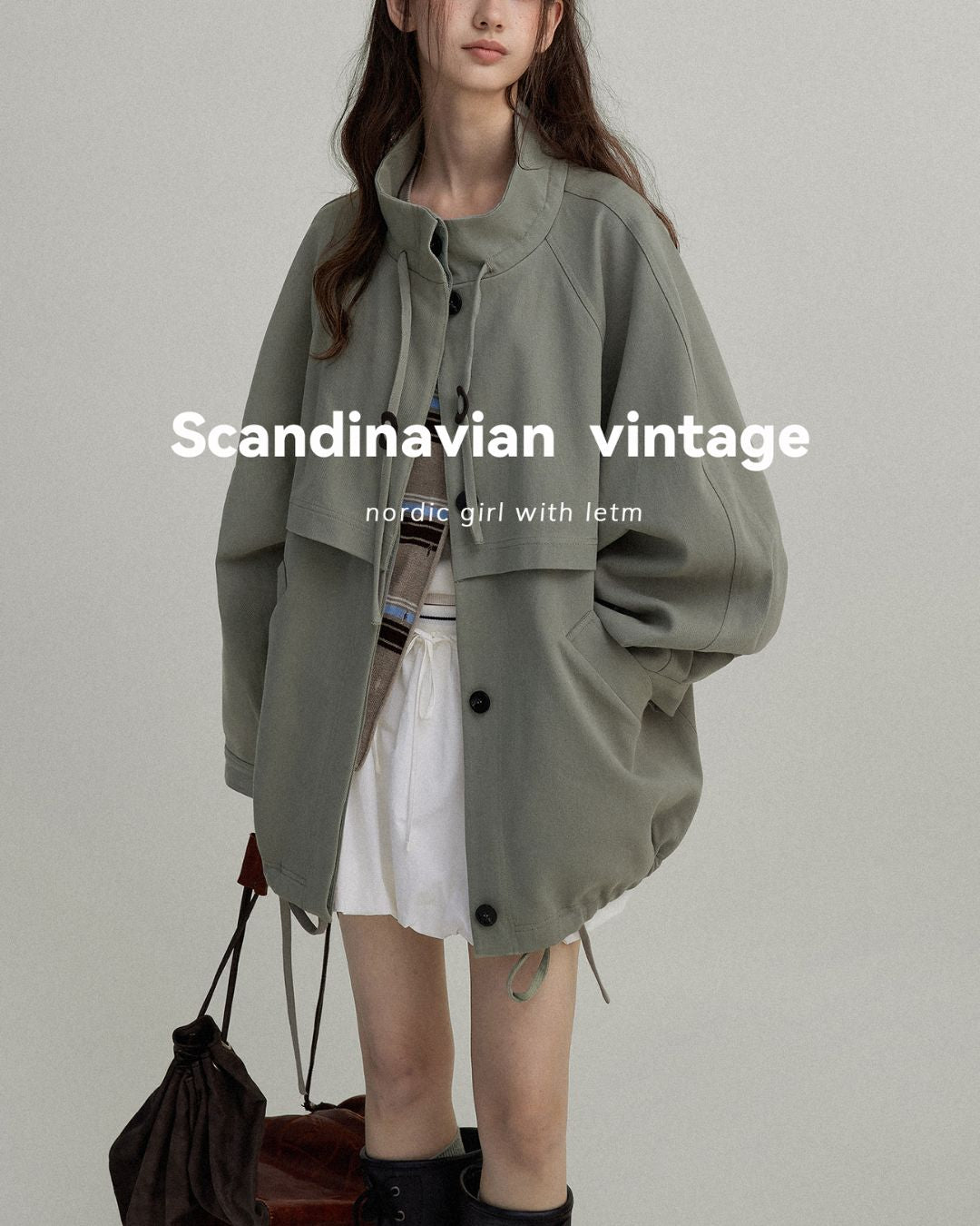 Stand Collar Drawstring Jacket　JK018