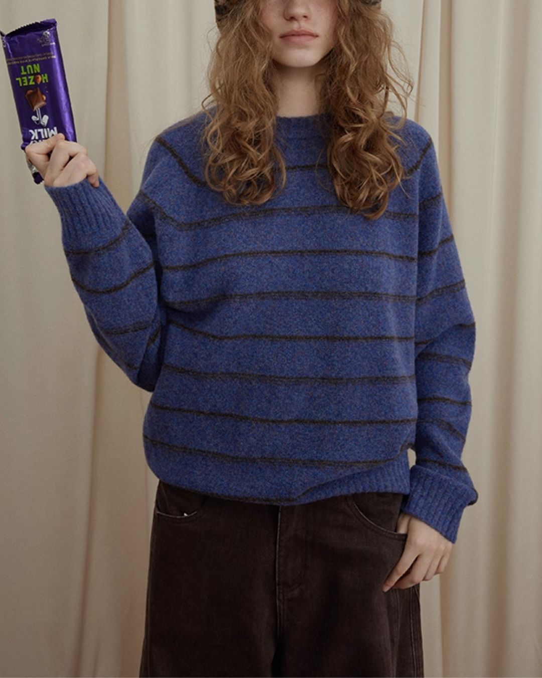 Border Relaxed Sweater　KN042