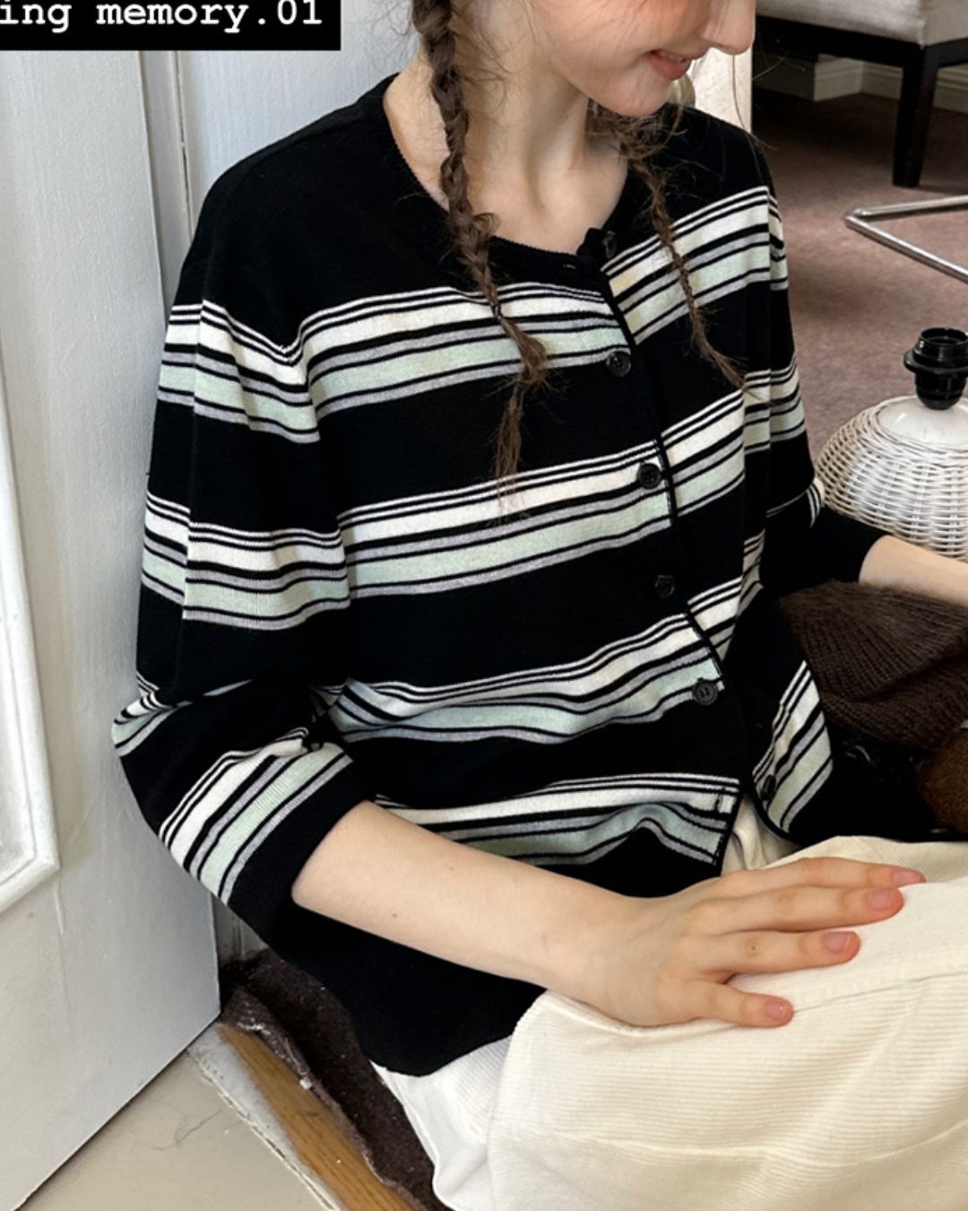 Border Knit Cardigan　KN021