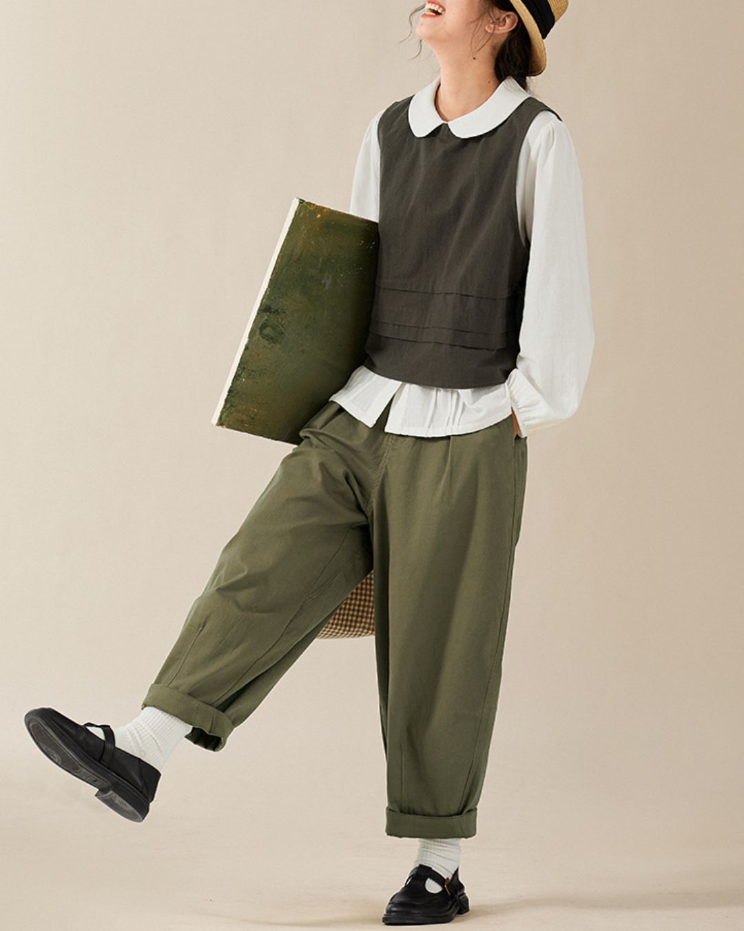 Round-collar Cotton Shirt　LS026