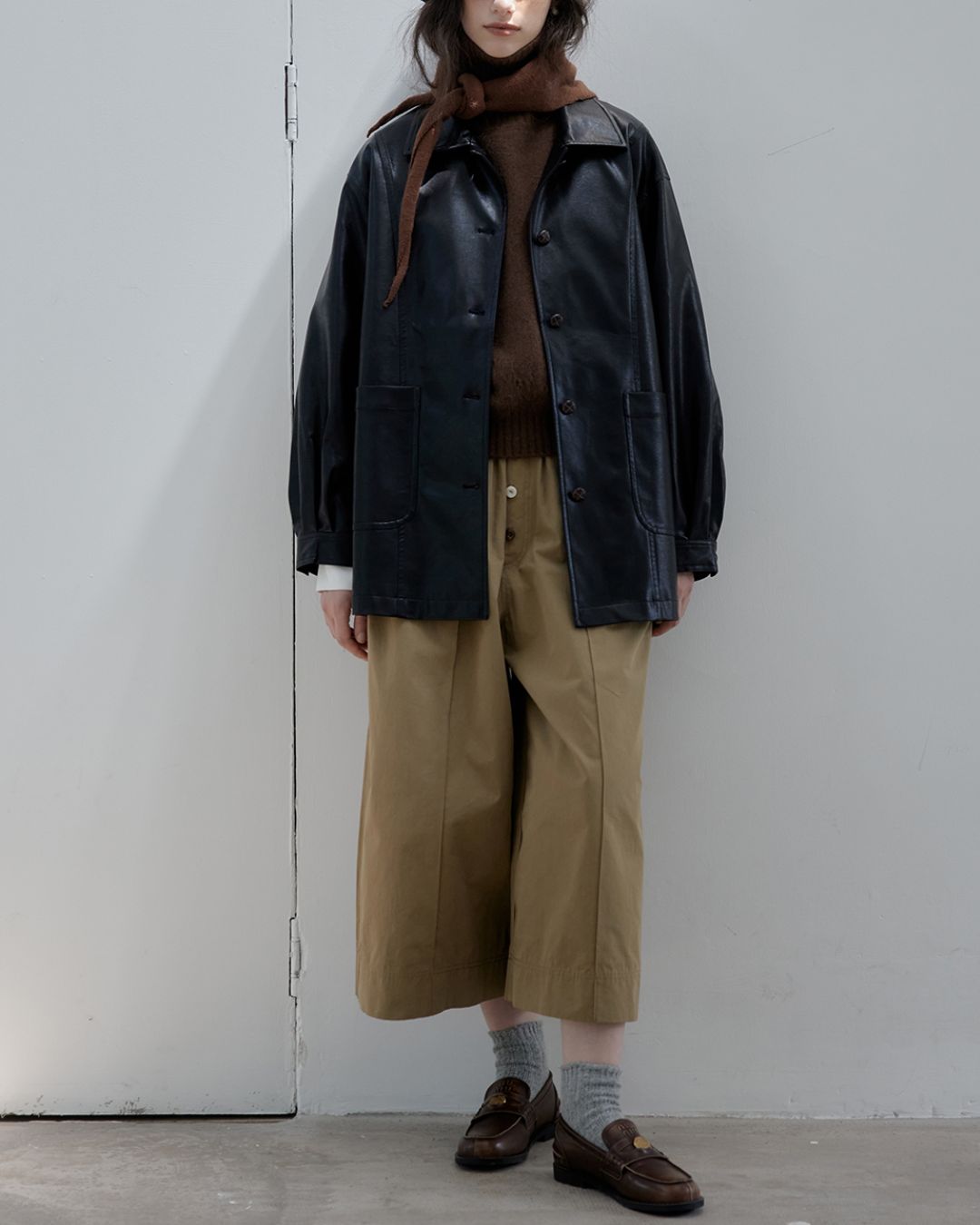 Draped Wide Cropped Pants　PT012