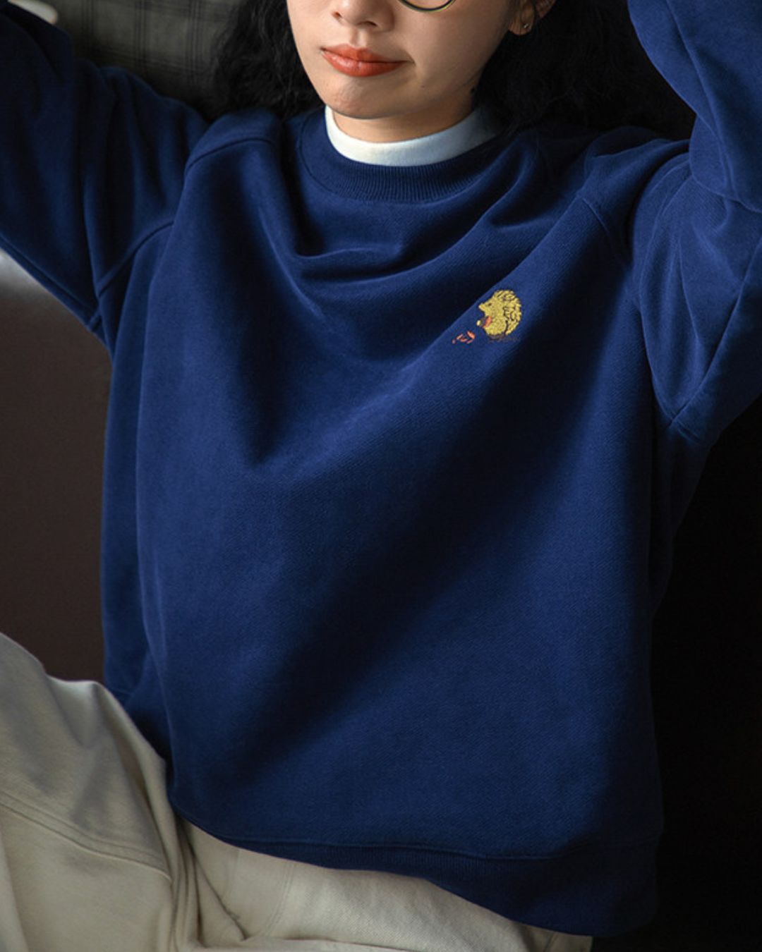 Hedgehog One-point Embroidered Sweat　SW012