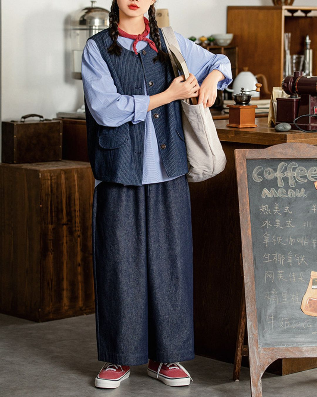 Crew Neck Denim Vest　VT025