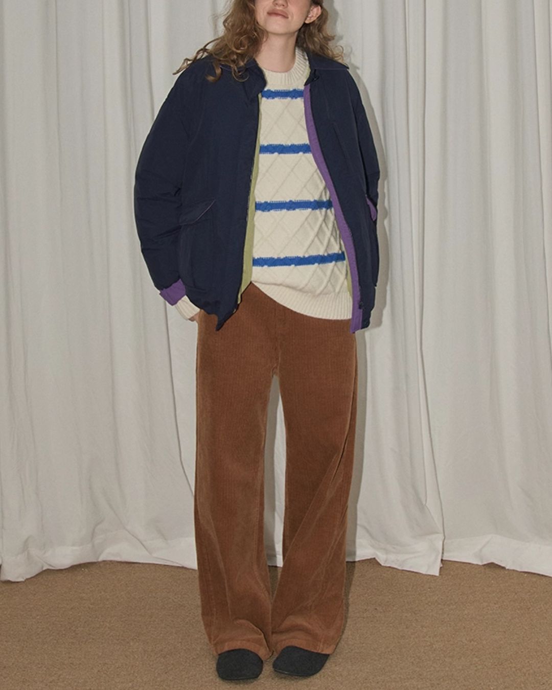 Contrast Color Retro Down Jacket　JK048