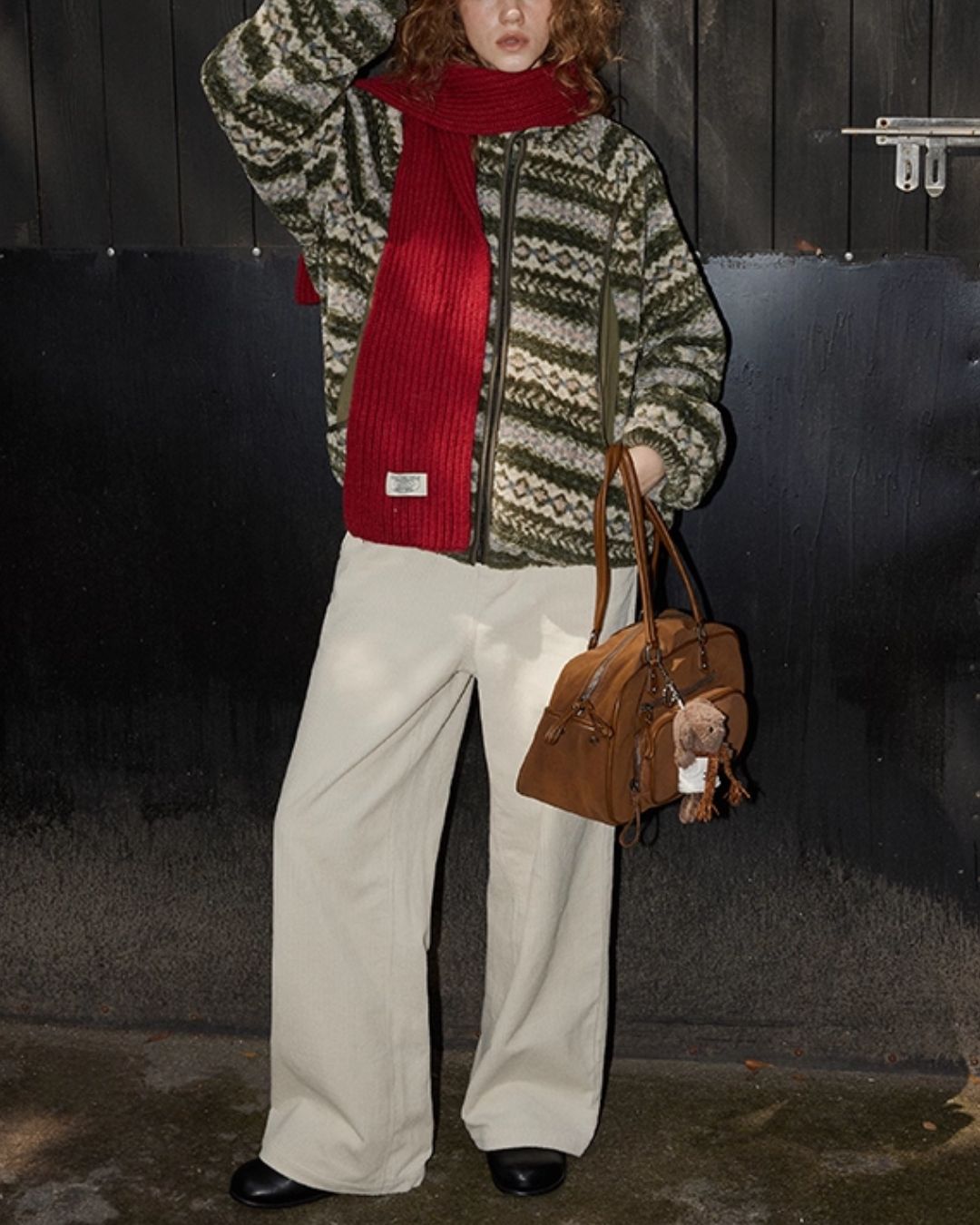 Fleece All-over Border Jacket　JK042