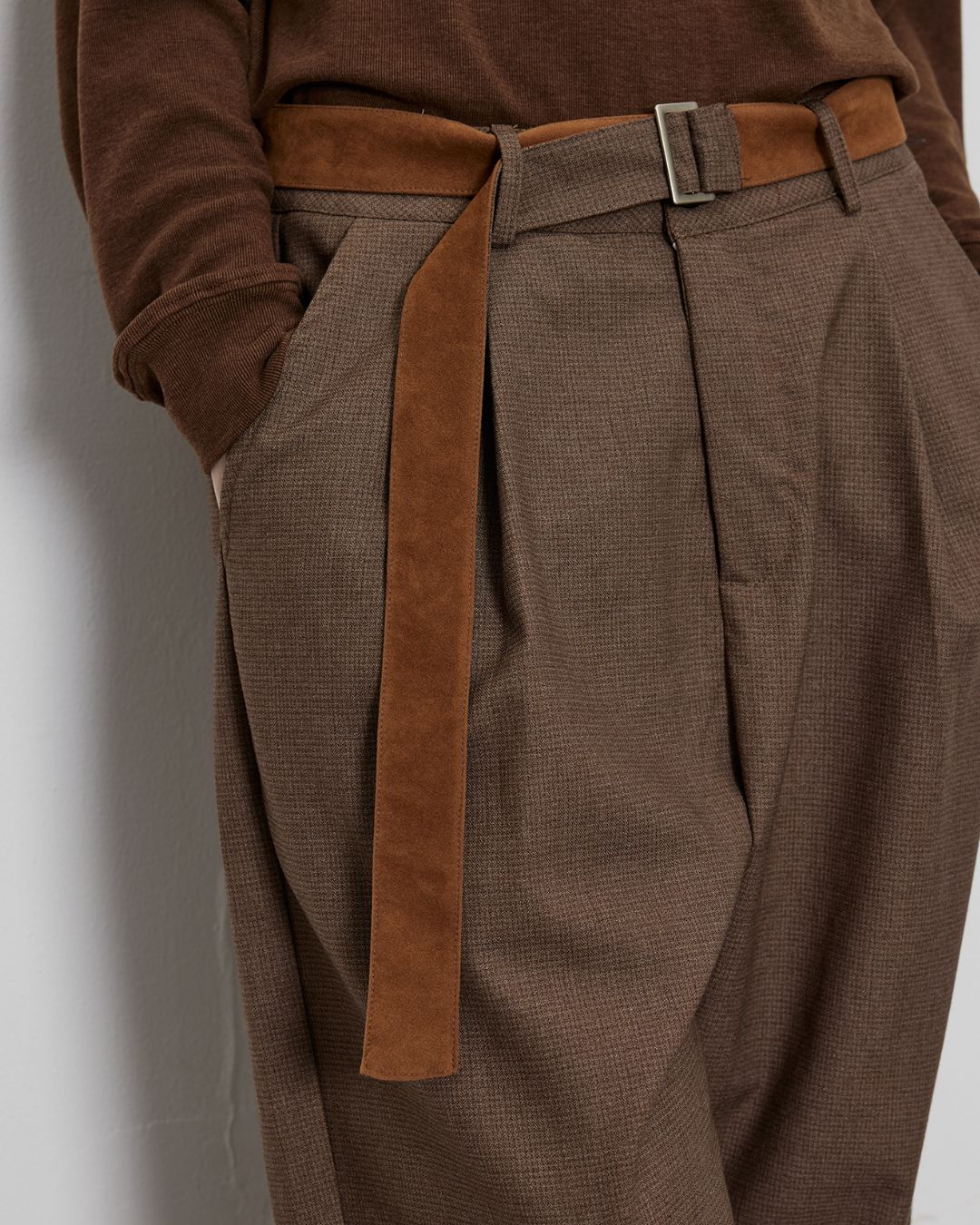 Houndstooth Draped Wide Pants　PT020