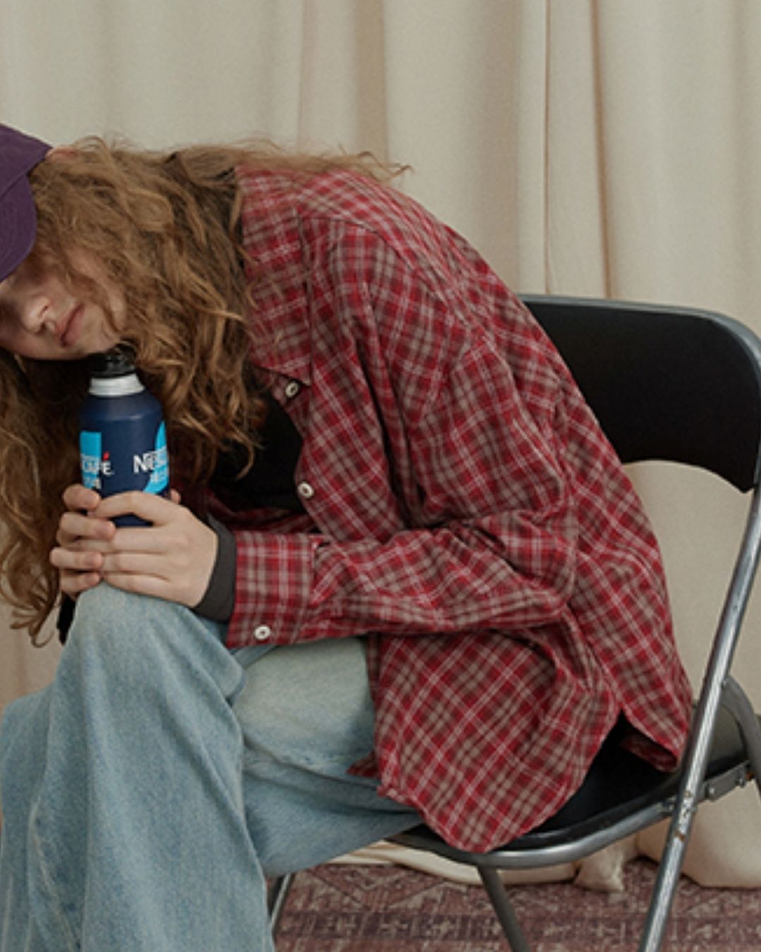 Oversized Checked Cotton Shirt　LS034