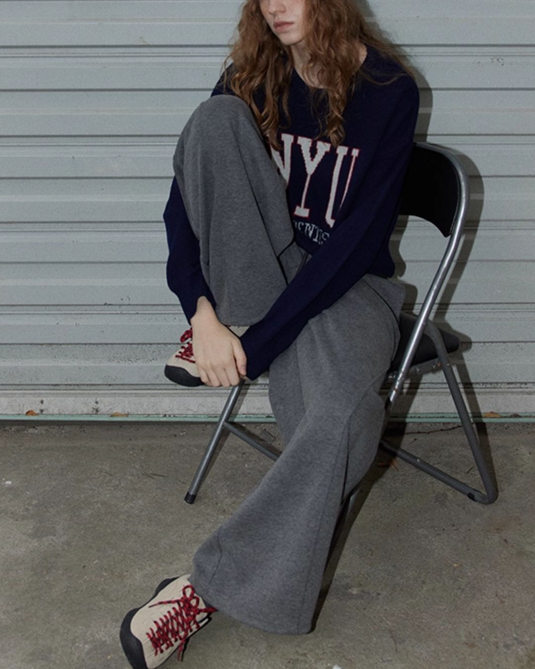 Color Block Curved Straight Pants　PT025