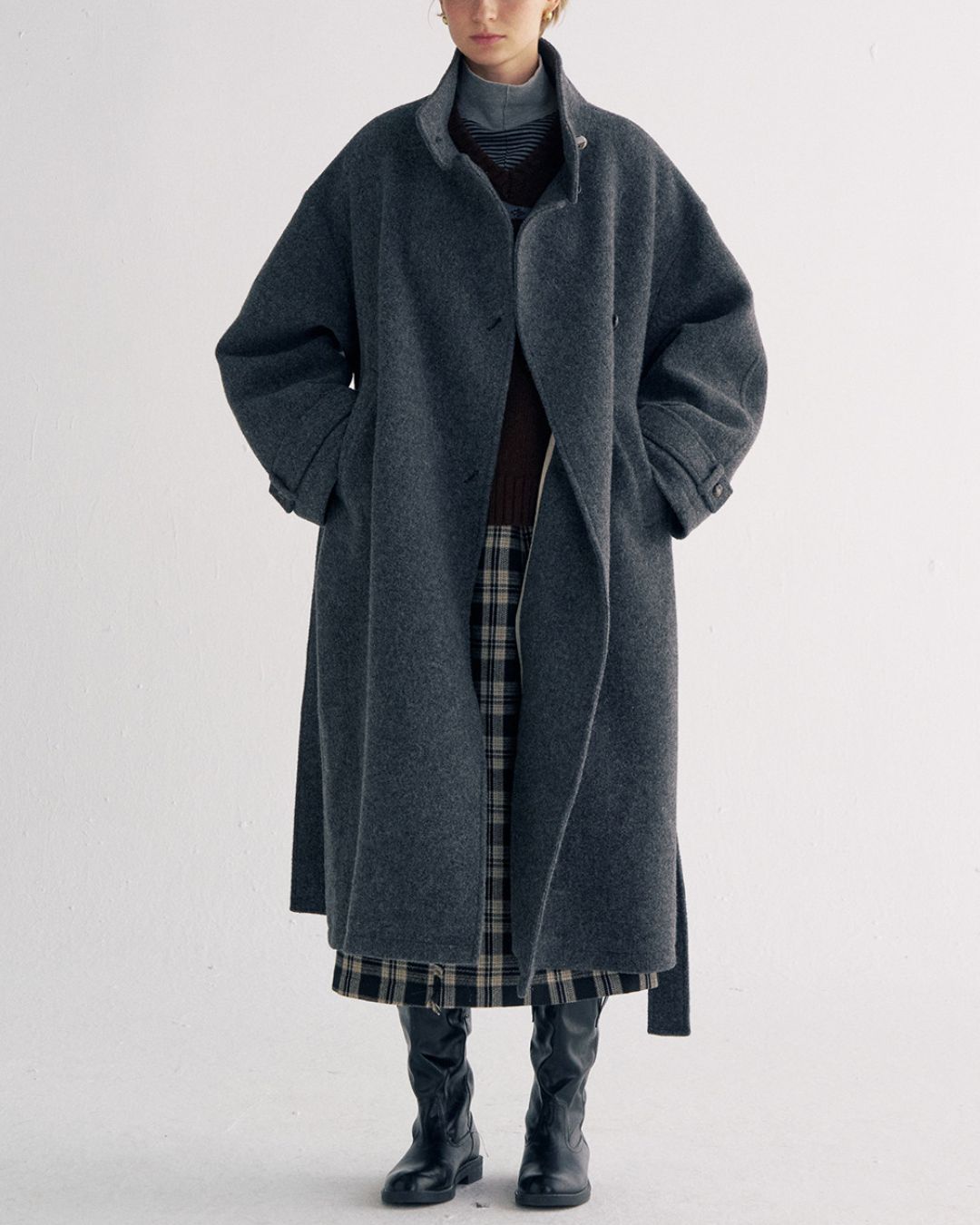 Check Wrap Midi Skirt　SK016