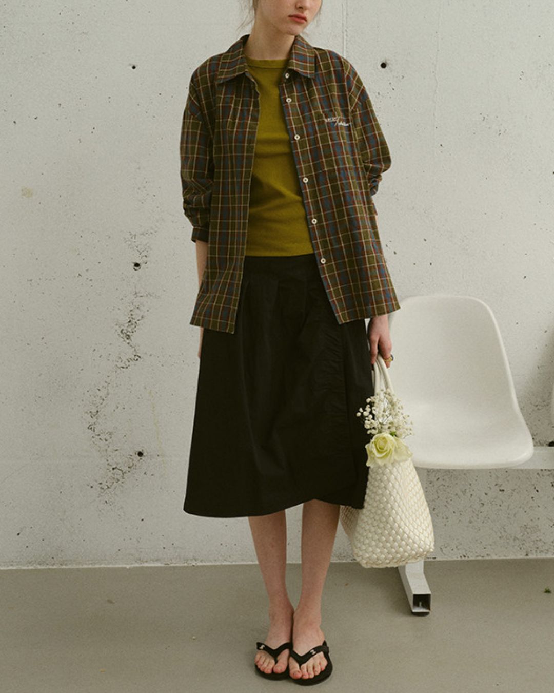 A-line Knee-length Wrap Skirt　SK022