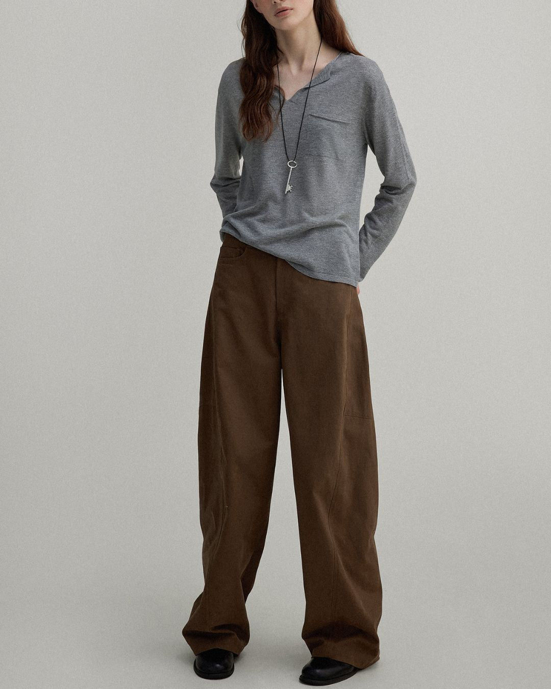 Natural Linen V-neck T-shirt　LT003