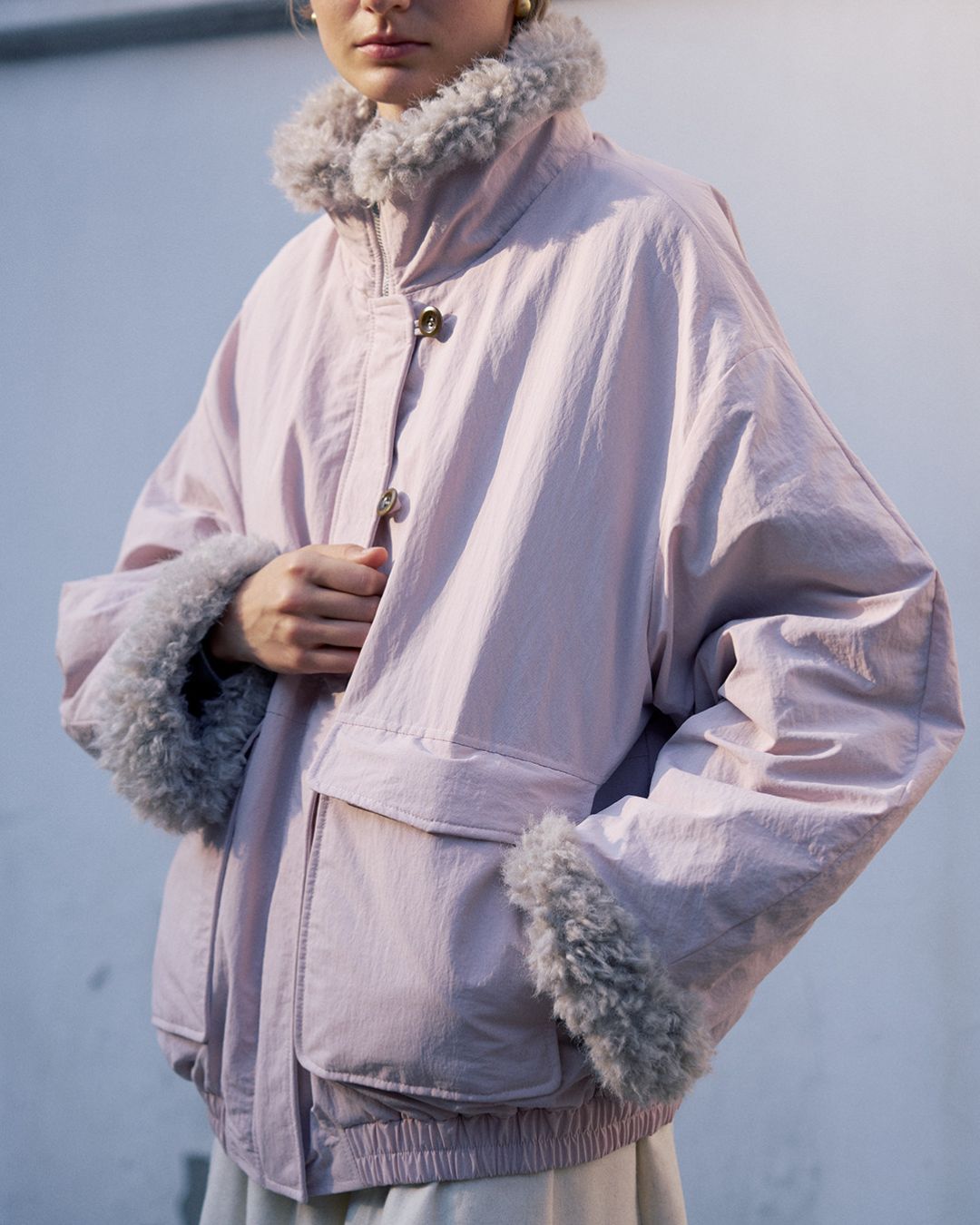 Stand-up Boa Collar Padded Jacket　JK077