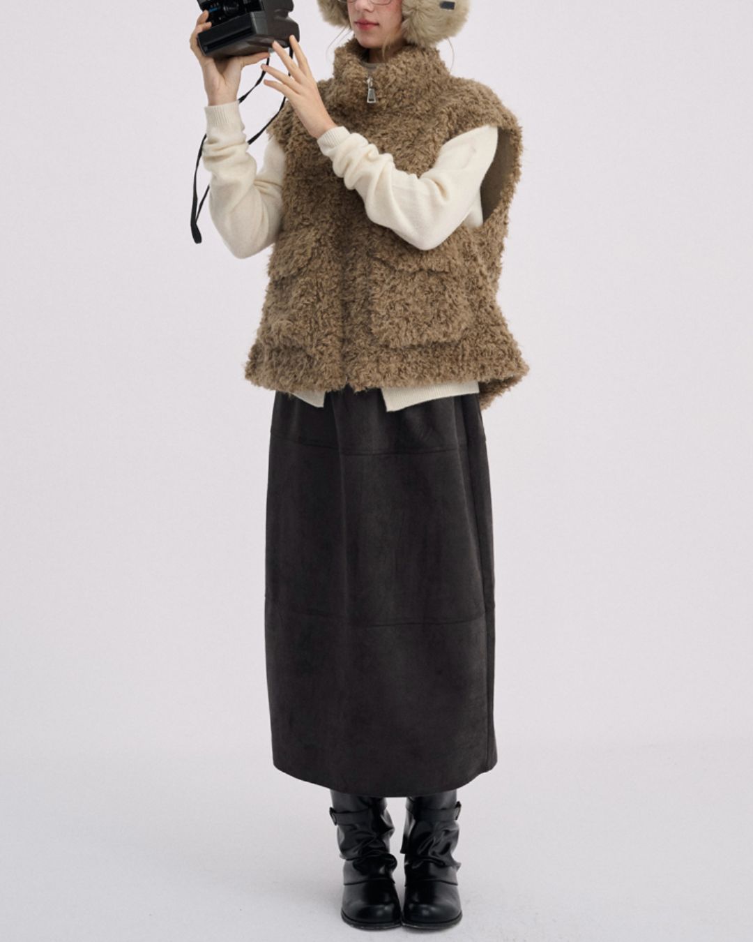 Stand Collar Boa Flap Pocket Vest　VT015