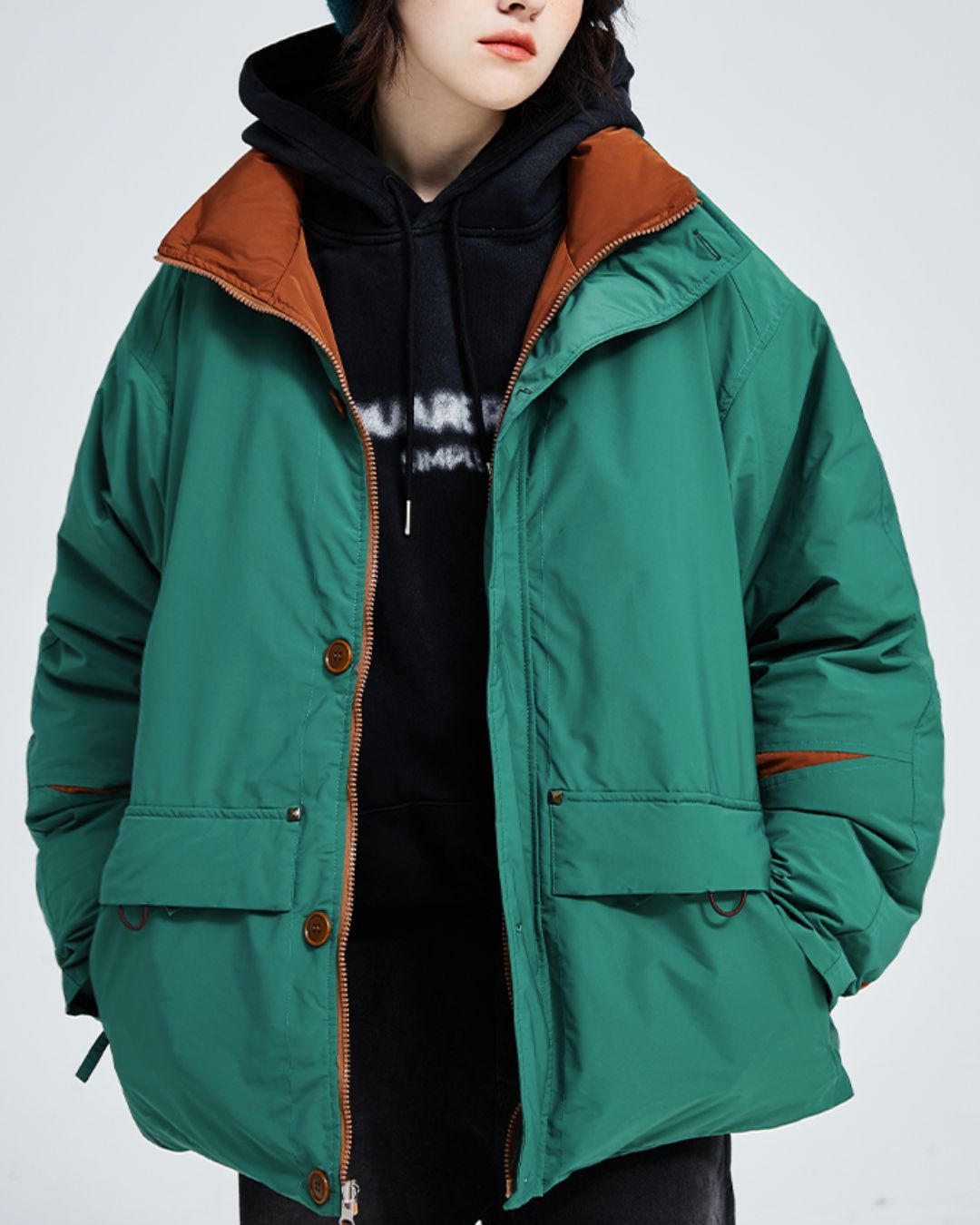 Casual Padded Contrast Color Jacket　JK071